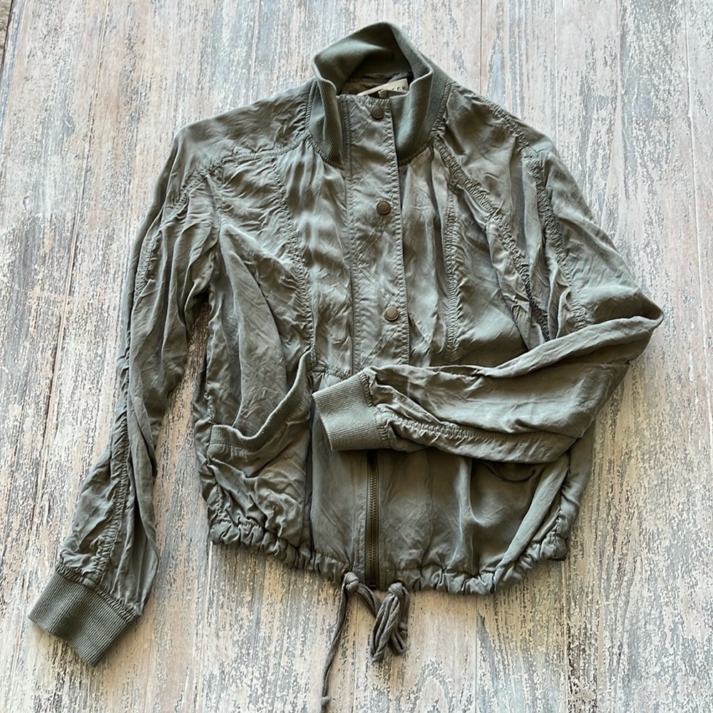 Anthropologie Green Bomber Jacket